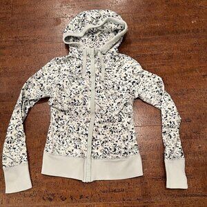 Lululemon Womens Size 6 Gray Floral After Asana Hoodie Vented